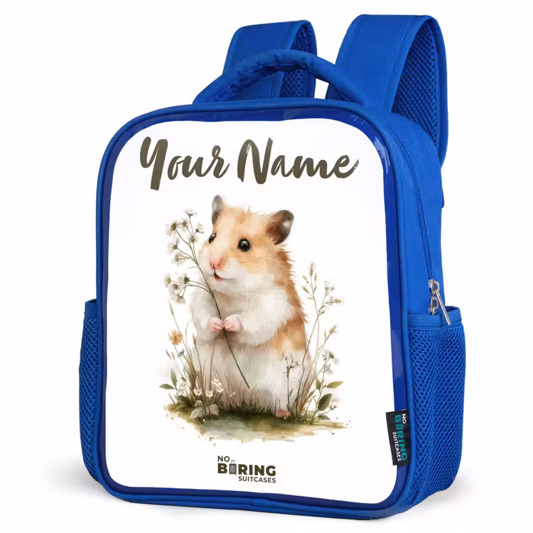 Dier - Natuur - Hamster Kinderrugzak - Blauw middel -schuin