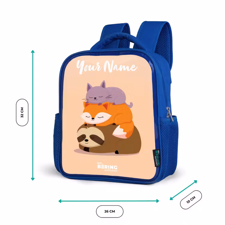 Dieren - Slapen - Samen Kinderrugzak - Blauw middel -productfoto_formaten