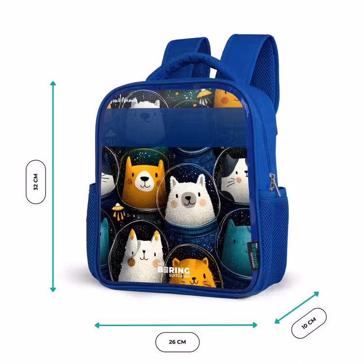 Dieren - Sterren - Planeten - Astronaut Kinderrugzak - Blauw middel -productfoto_formaten