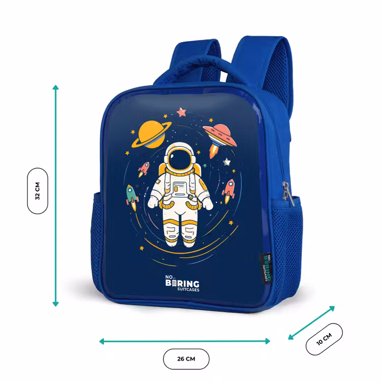 Astronaut - Planeet - Sterren - Raket Kinderrugzak - Blauw middel -productfoto_formaten