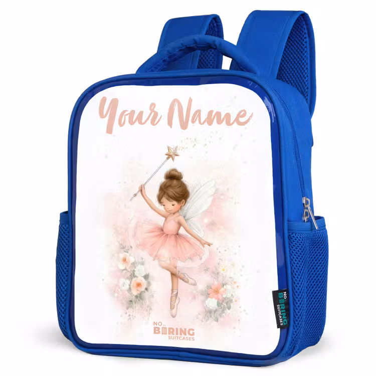 Ballerina fee in roze Kinderrugzak - Blauw middel -schuin
