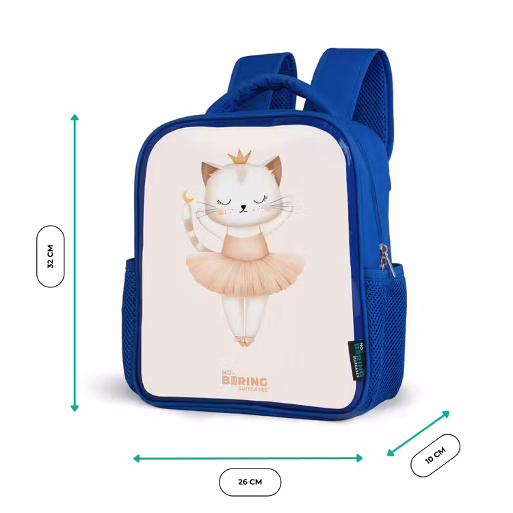 Ballerina kitten in beige kleuren Kinderrugzak - Blauw middel -productfoto_formaten