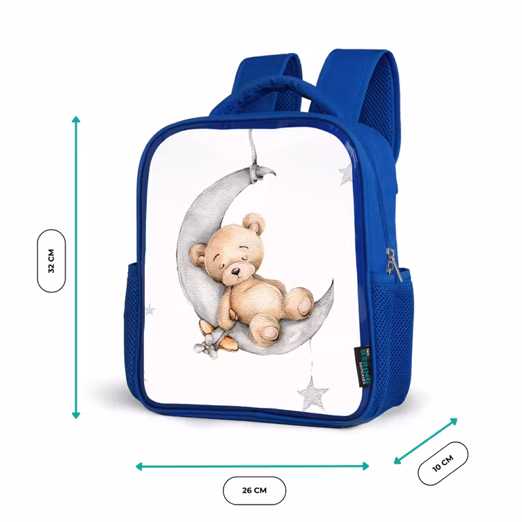 Beer - Maan - Sterren - Kinderen Kinderrugzak - Blauw middel -productfoto_formaten