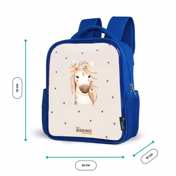 Bohemian paard in pastel kleuren Kinderrugzak - Blauw middel -productfoto_formaten