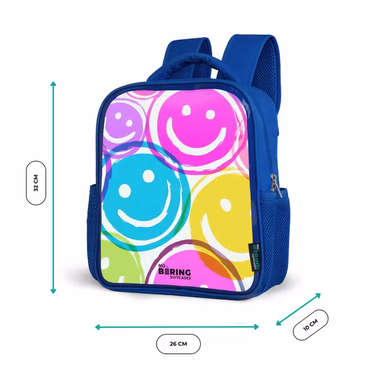 Kleurrijke glimlachexplosie Kinderrugzak - Blauw middel -productfoto_formaten