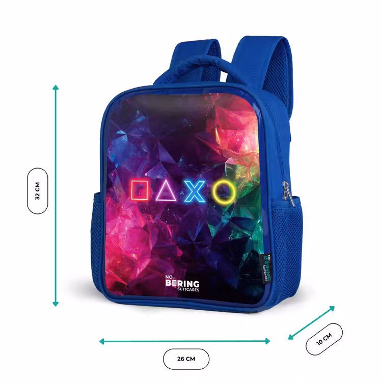 Controller - Symbolen - Neon Kinderrugzak - Blauw middel -productfoto_formaten
