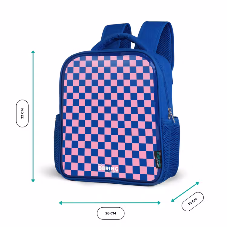 Blokjes - Blauw - Roze Kinderrugzak - Blauw middel -productfoto_formaten