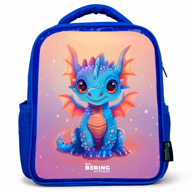 Schattige baby draak Kinderrugzak - Blauw middel -3d