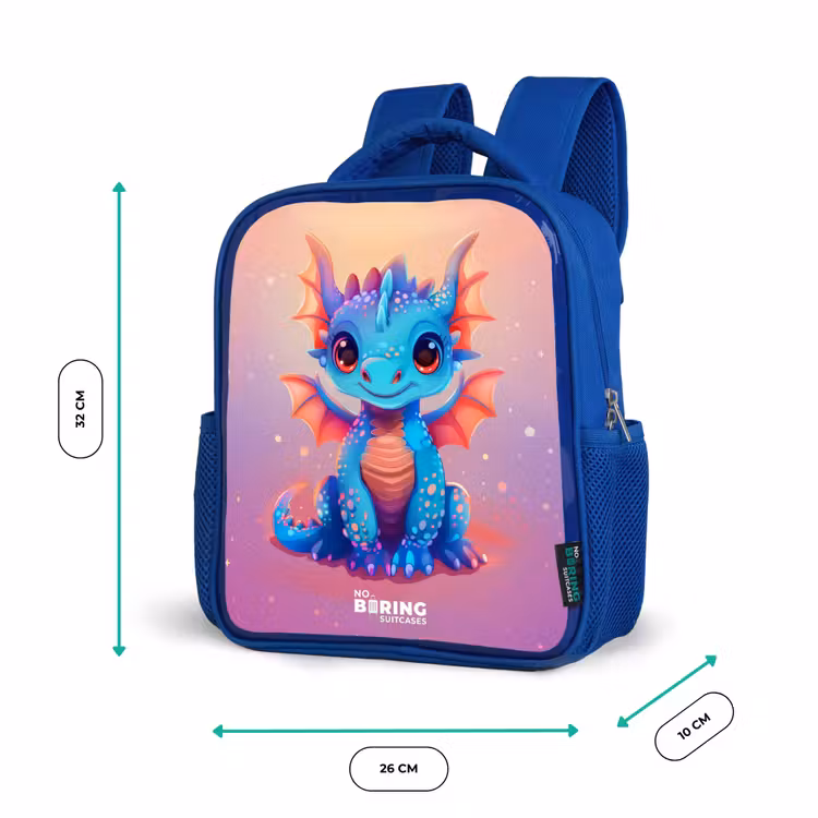 Schattige baby draak Kinderrugzak - Blauw middel -productfoto_formaten