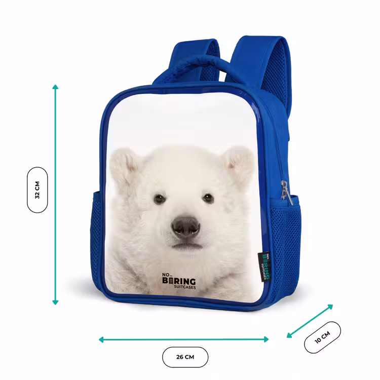 Schattige Ijsbeer Kinderrugzak - Blauw middel -productfoto_formaten