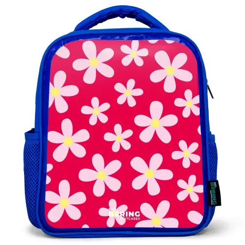 Madeliefjesmania hotpink Kinderrugzak - Blauw middel -3d