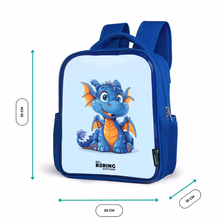 Dinky draakje Kinderrugzak - Blauw middel -productfoto_formaten