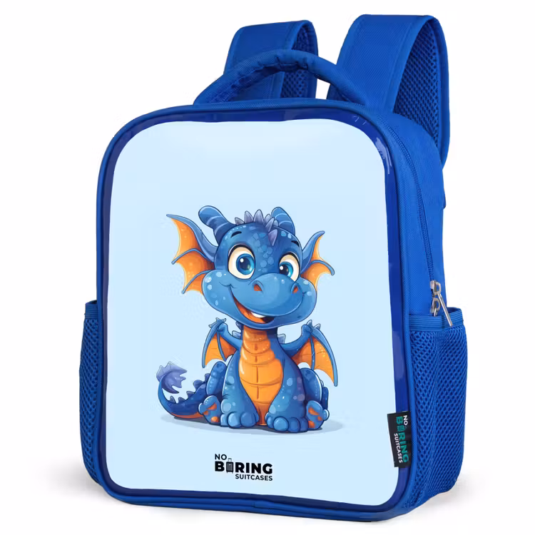 Dinky draakje Kinderrugzak - Blauw middel -schuin