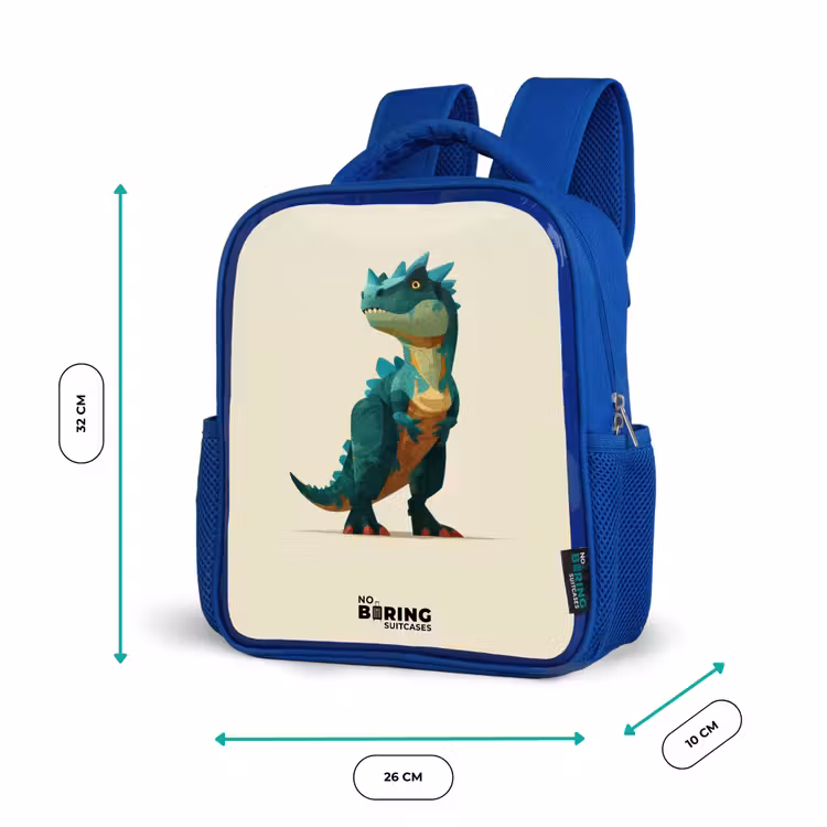 Dino - Dier - Groen Kinderrugzak - Blauw middel -productfoto_formaten