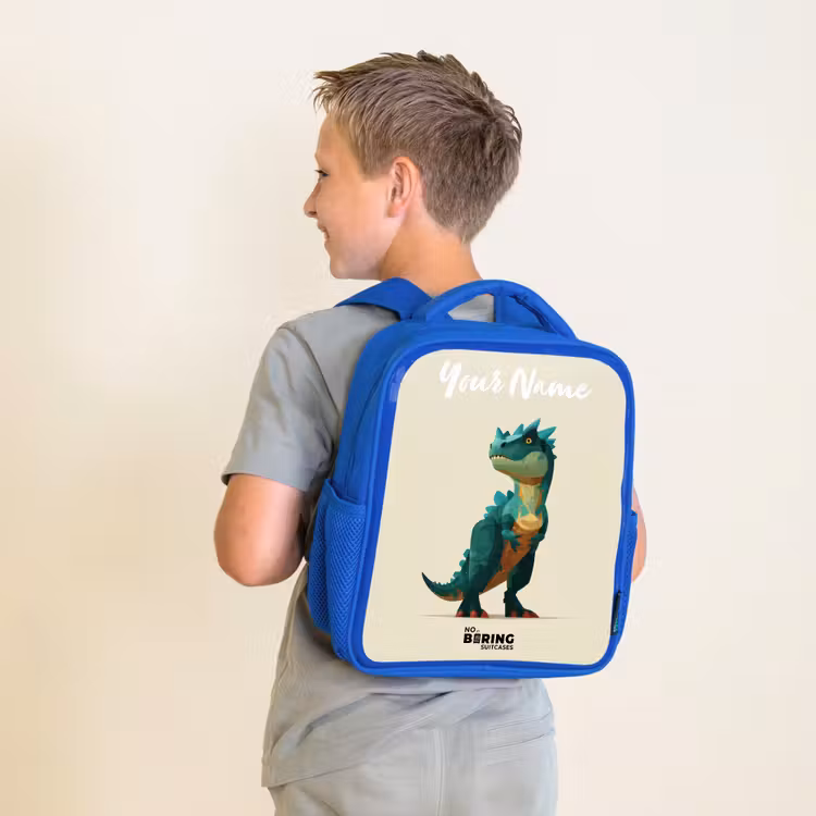 Dino - Dier - Groen Kinderrugzak - Blauw middel -sfeer2