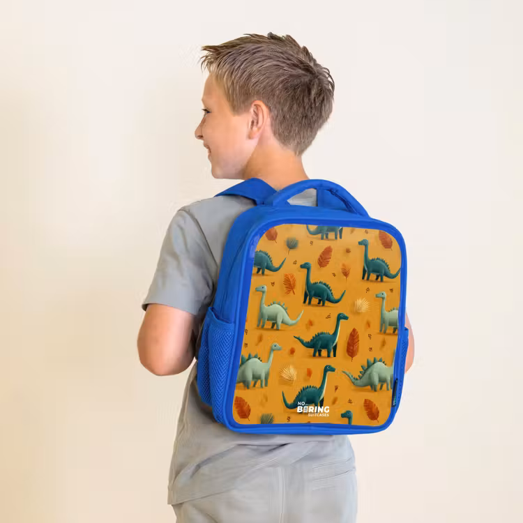 Dino - Dieren - Patroon Kinderrugzak - Blauw middel -sfeer2