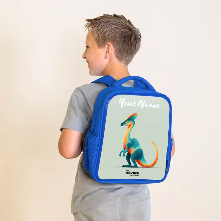 Dino - Blauw - Dier Kinderrugzak - Blauw middel -sfeer2