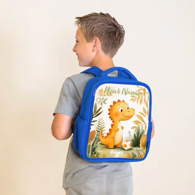 Dino - Voetbal - Oranje Kinderrugzak - Blauw middel -sfeer2