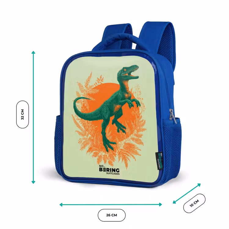 Dino - Natuur - Groen Kinderrugzak - Blauw middel -productfoto_formaten