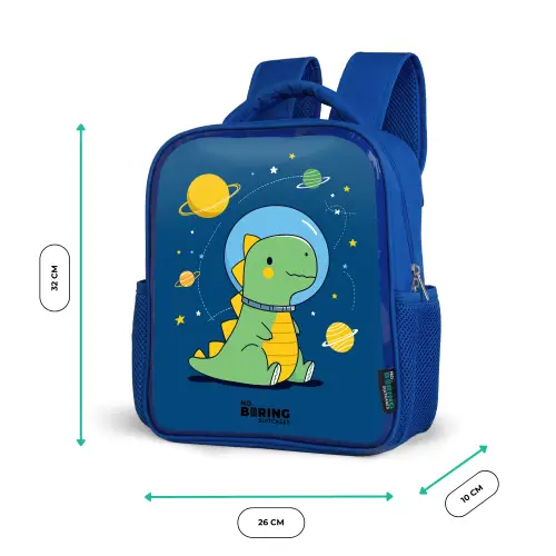 Dino - Planeet - Ster - Blauw Kinderrugzak - Blauw middel -productfoto_formaten