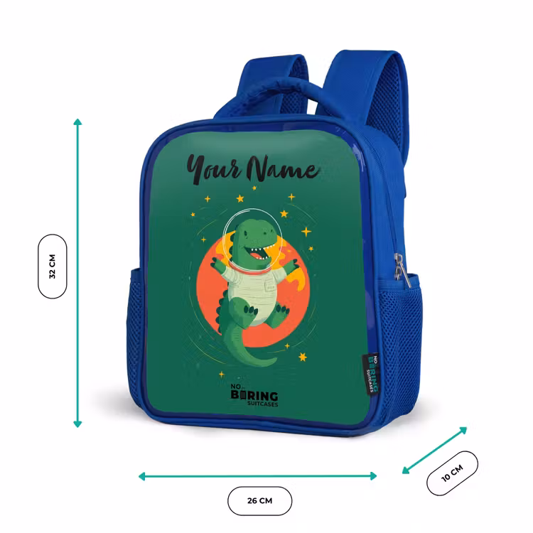 Dino - Planeet - Sterren - Groen Kinderrugzak - Blauw middel -productfoto_formaten