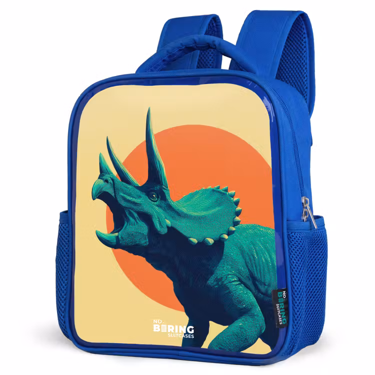 Dino - Triceratops - Dier Kinderrugzak - Blauw middel -schuin