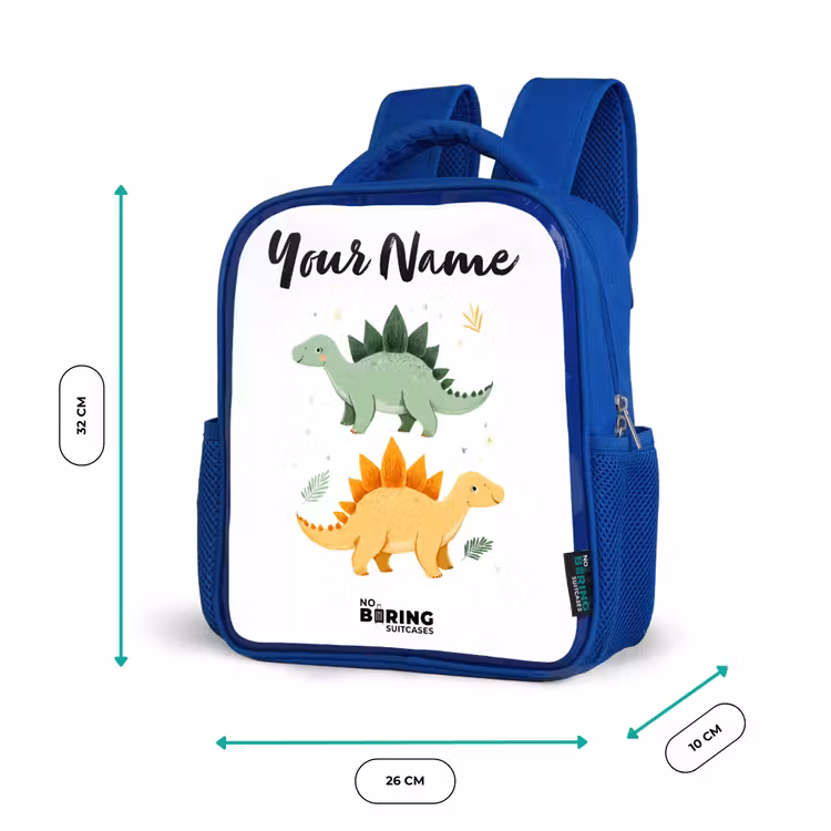 Dinos - Dieren - Groen - Oranje Kinderrugzak - Blauw middel -productfoto_formaten
