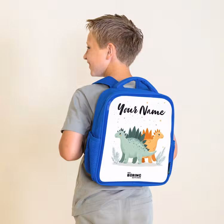 Dinos - Dieren - Sterren Kinderrugzak - Blauw middel -sfeer2