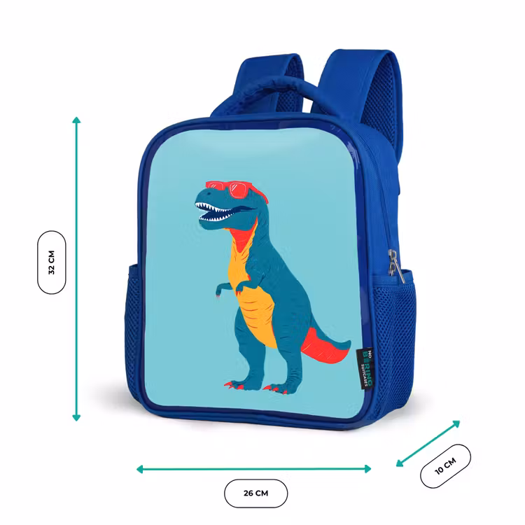 Dinosaurus - Blauw - Zonnebril Kinderrugzak - Blauw middel -productfoto_formaten