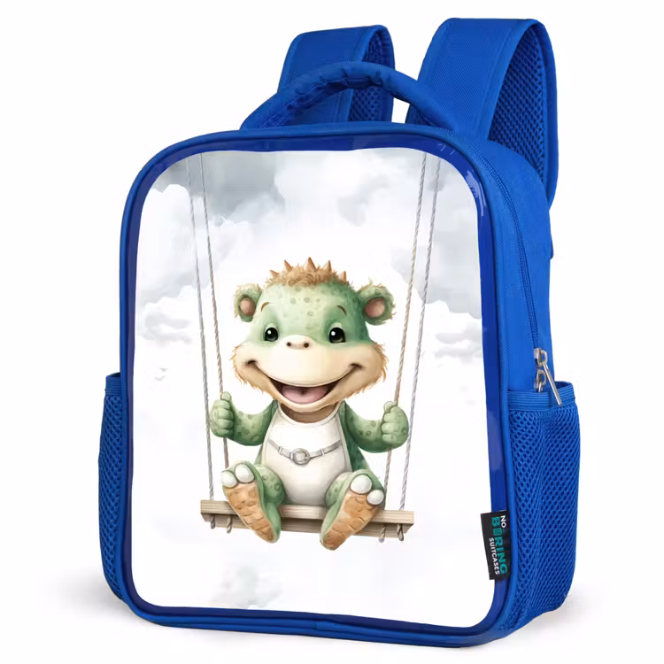 Draak - Baby dier - Kinderen Kinderrugzak - Blauw middel -schuin