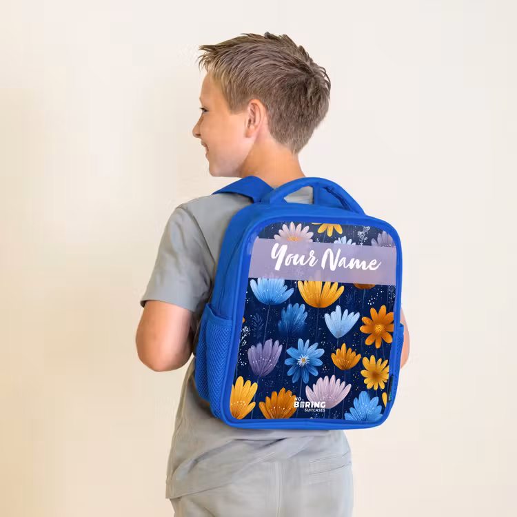 Bloemen - Patroon - Blauw Kinderrugzak - Blauw middel -sfeer2