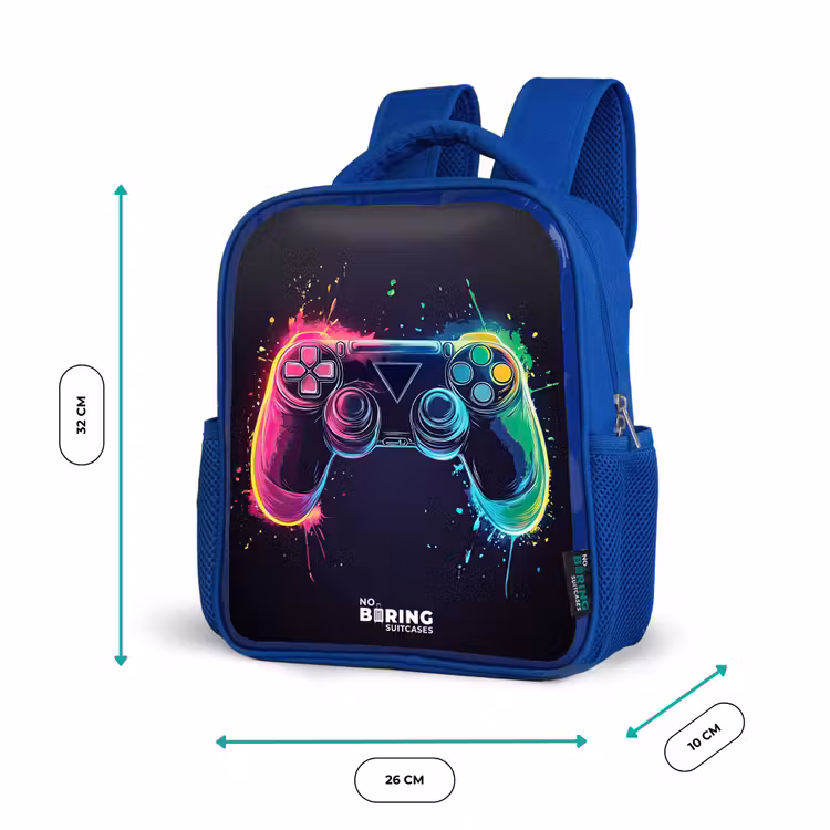 Game - Controller - Kleurrijk Kinderrugzak - Blauw middel -productfoto_formaten