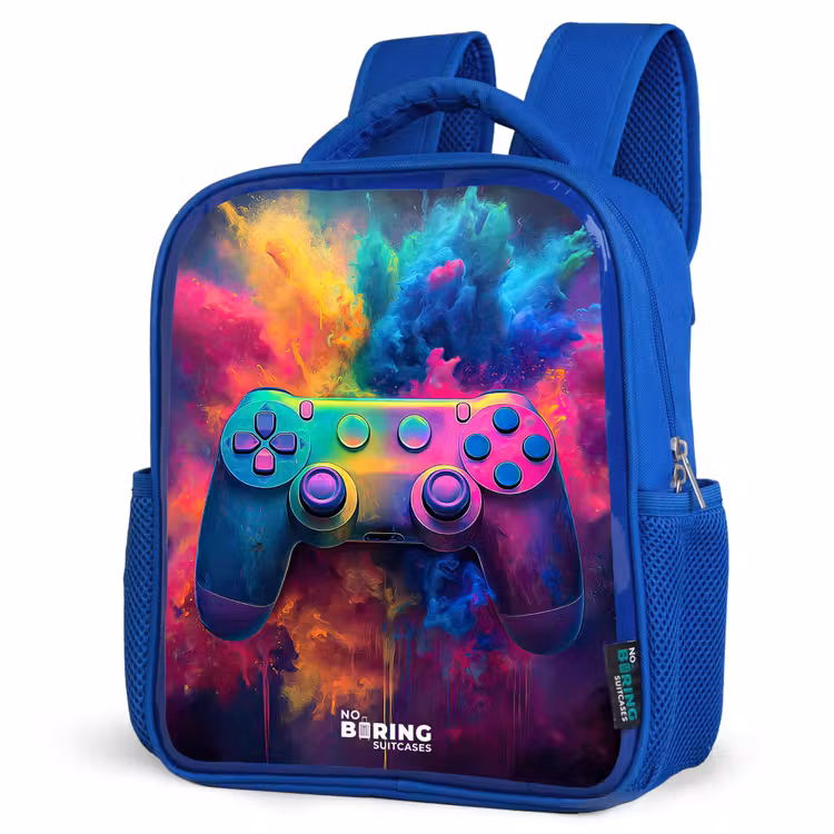 Game - Controller - Kleurrijk - Explosie Kinderrugzak - Blauw middel -schuin