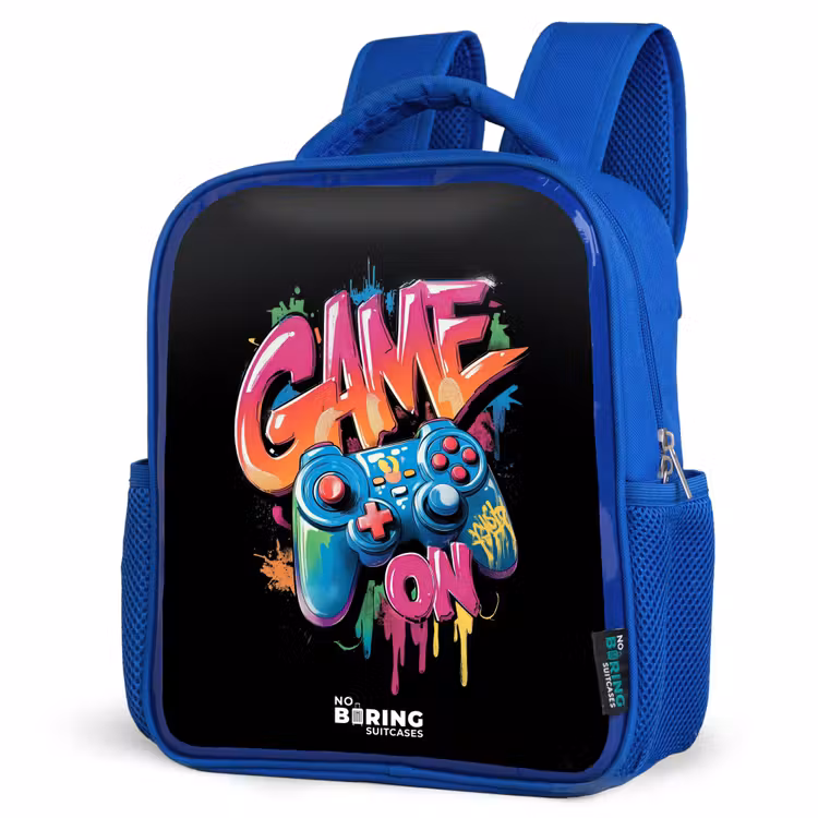 Game - Controller - Graffiti - Neon Kinderrugzak - Blauw middel -schuin