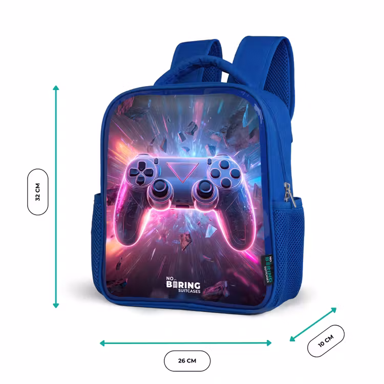 Game - Controller - Neon Kinderrugzak - Blauw middel -productfoto_formaten