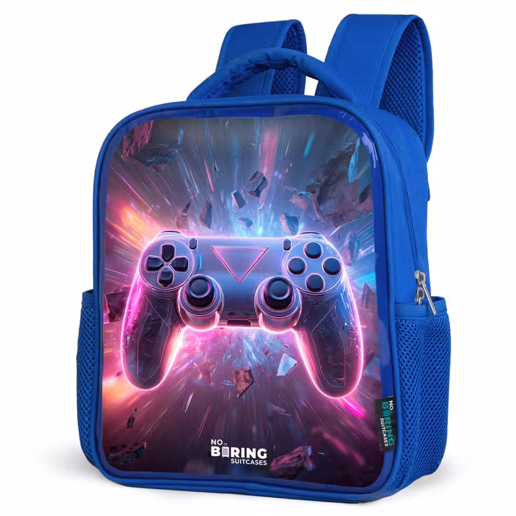 Game - Controller - Neon Kinderrugzak - Blauw middel -schuin