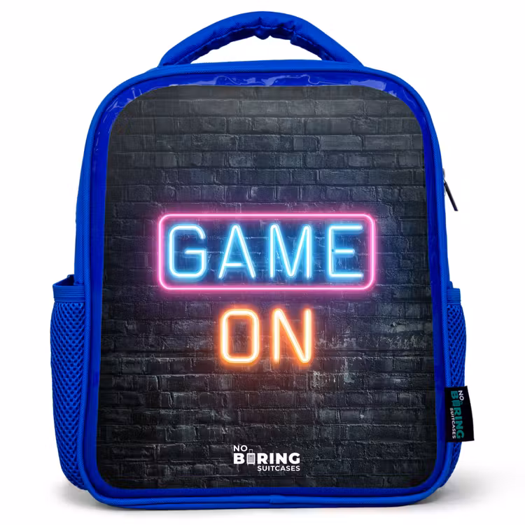 Game - Letters - Neon Kinderrugzak - Blauw middel -3d