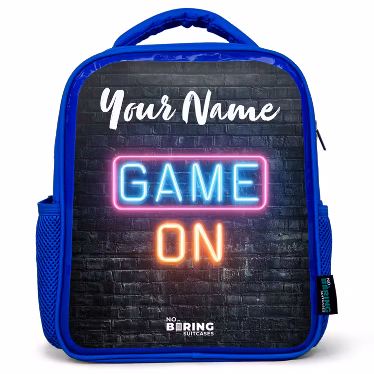 Game - Neon - Muur Kinderrugzak - Blauw middel -3d