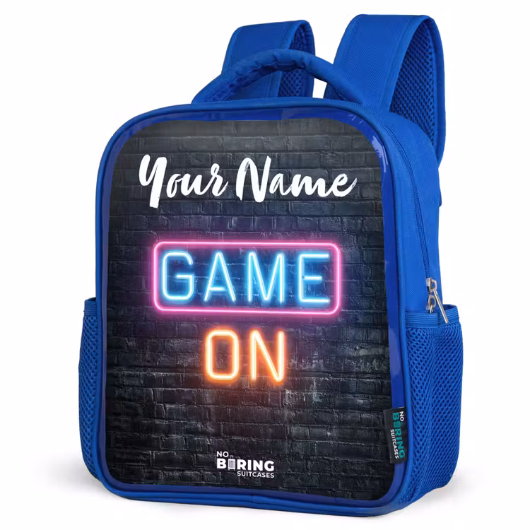 Game - Neon - Muur Kinderrugzak - Blauw middel -schuin