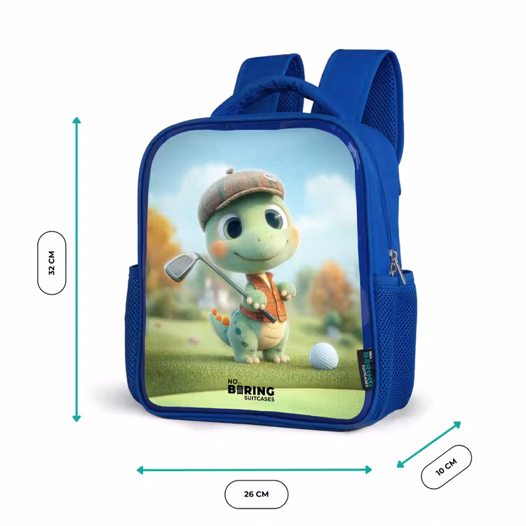 Golf - Dino - Groen Kinderrugzak - Blauw middel -productfoto_formaten