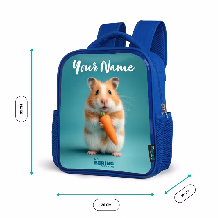 Hamster - Wortel - Dier Kinderrugzak - Blauw middel -productfoto_formaten
