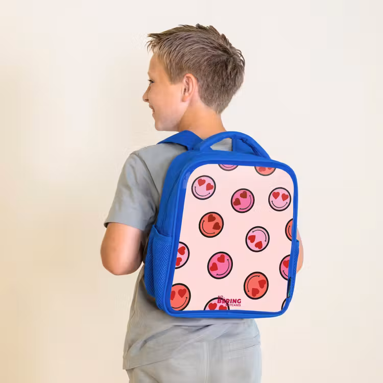 Hartje - Smiley - Patroon Kinderrugzak - Blauw middel -sfeer2