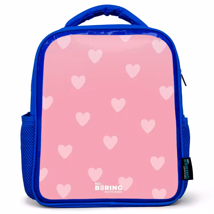 Hartjesritme Kinderrugzak - Blauw middel -3d