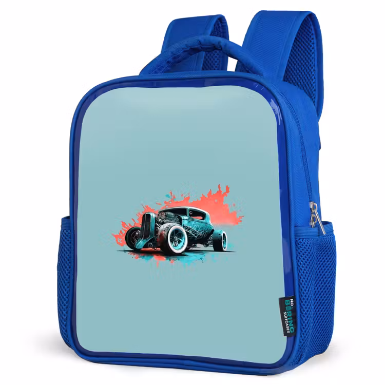 Hotrod turquoise Kinderrugzak - Blauw middel -schuin