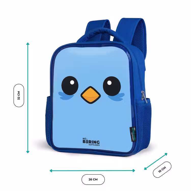 Kawai - Vogel - Blauw Kinderrugzak - Blauw middel -productfoto_formaten