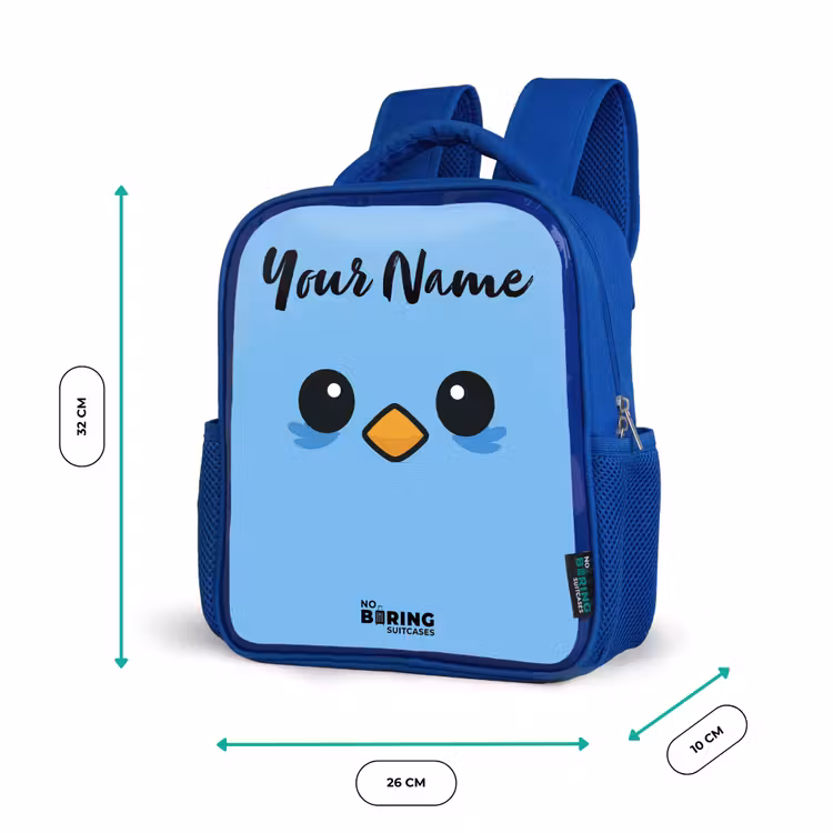 Kawai - Vogel - Blauw Kinderrugzak - Blauw middel -productfoto_formaten