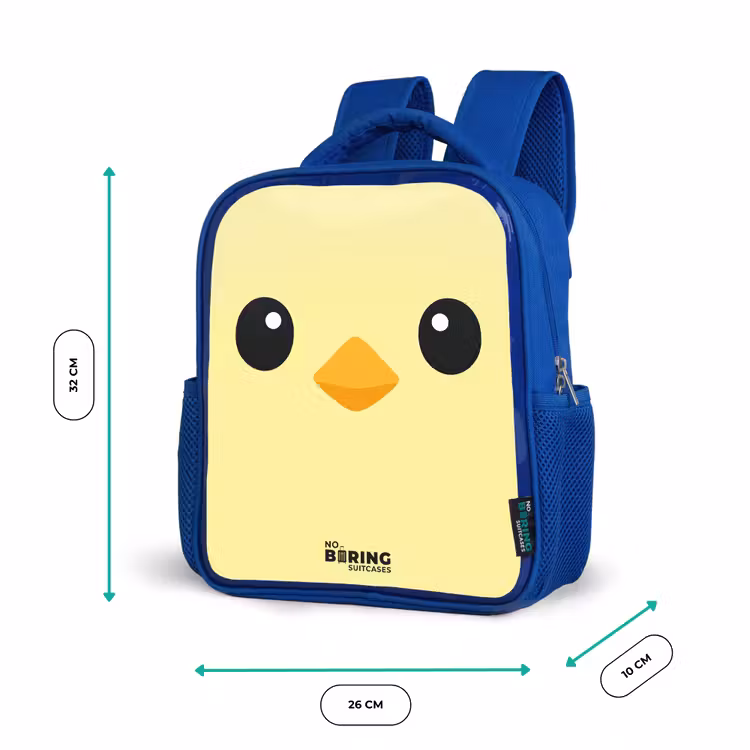 Kawai - Kuiken - Geel Kinderrugzak - Blauw middel -productfoto_formaten