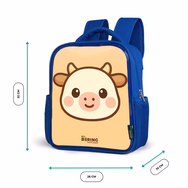 Kawai - Koe - Bruin Kinderrugzak - Blauw middel -productfoto_formaten