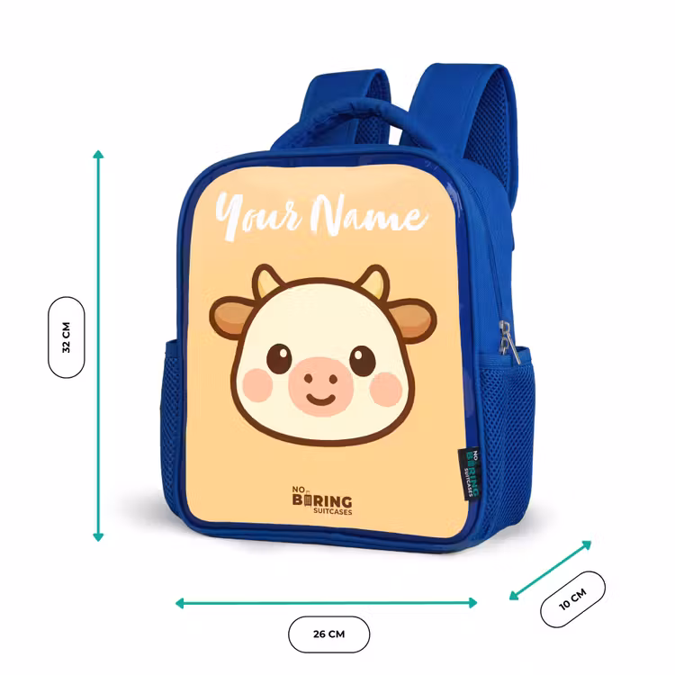 Kawai - Koe - Bruin Kinderrugzak - Blauw middel -productfoto_formaten