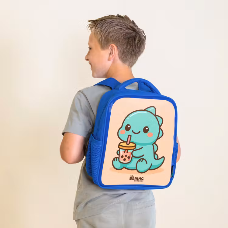 Kawai - Dino - Bubbletea Kinderrugzak - Blauw middel -sfeer2